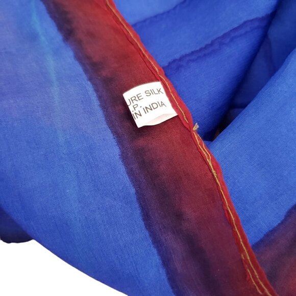 Silk Tie Dye Bright Multicolour Striped Scarf Made In India - Picture 4 of 4